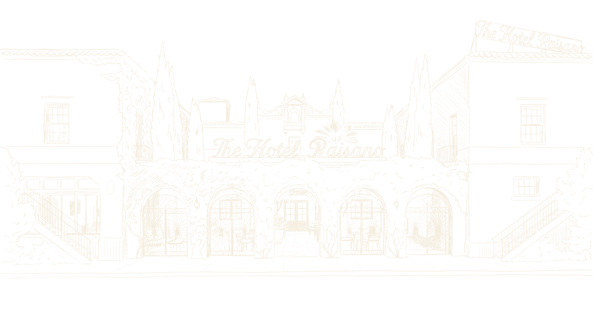 A line drawing of Hotel Paisano
